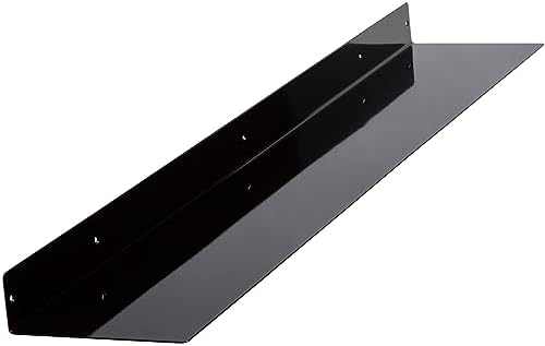 48x8 in Metal Floating Shelf Black Gloss Wall Mounted - Made in The USA - Bedroom, Living Room, Bathroom, Kitchen