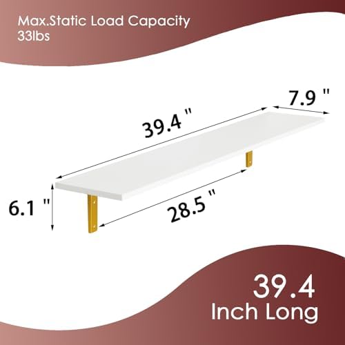 DINZI LVJ Long Wall Shelves, 39.4Inch Wooden Wall Mounted Shelves, Set of 4