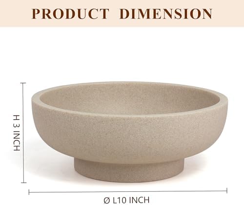 YMXYJM Decorative Resin Bowl, Large Fruit Bowl, Artificial Stone Beige