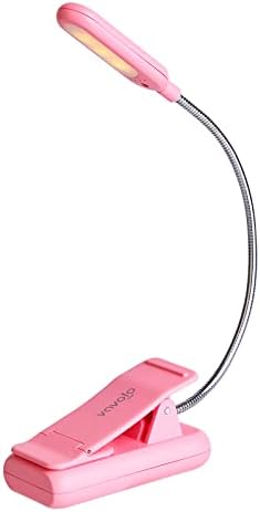 VAVOFO Rechargeable Book Light for Reading in Bed Kids, 7 LED Reading Light with 9-Level Warm Cool White Daylight, Eye Care Lamp with Power Indicator for Bookworms (Pink)