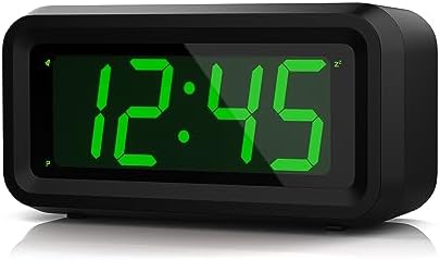 KWANWA 1.2 Inch Small Digital Alarm Clock, Green LED Display with Adjustable Brightness & Night Mode, Battery Operated Portable Desk Clock, for Bedroom, Travel, Kids, Wall Mount (Snooze, 12/24H)