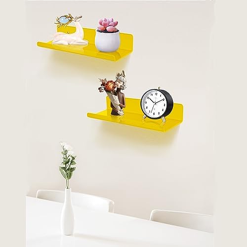 ROYALITA 2-Pack Small Acrylic Shelves Wall Mounted, 12 in Display Shelves