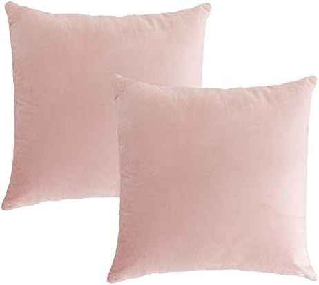 Stellhome Pack of 2 Cozy Velvet Pillow Covers Square Decorative Cushion Covers for Bed Couch Sofa Bench, 22 x 22 inch (55 x 55 cm), Light Pink