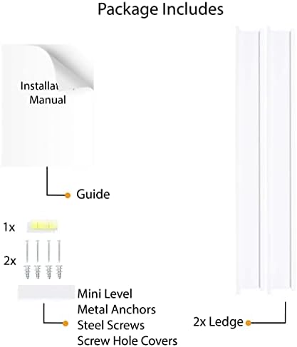Wallniture Denver White Modern Wall Mount Floating Shelves – Long Narrow Picture Ledge - 56 Inch Long Set of 2 - Mounting Hardware Included