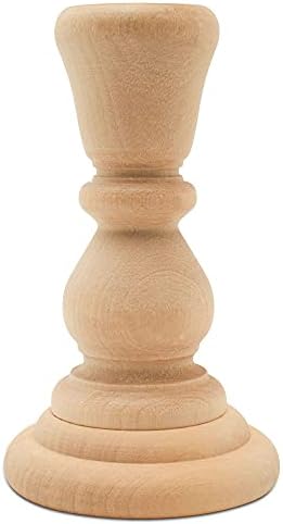 Classic Wooden Candlesticks 4 inches with 7/8 inch Hole, 50 Unfinished Small Wooden Candle Holders to Craft, Paint or Decorate, by Woodpeckers