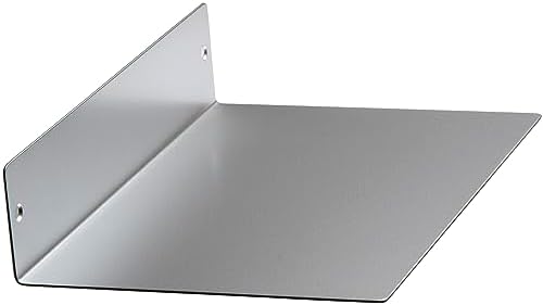 12x8 in Metal Floating Shelf Silver Wall Mounted - Made in The USA - Bedroom, Living Room, Bathroom, Kitchen