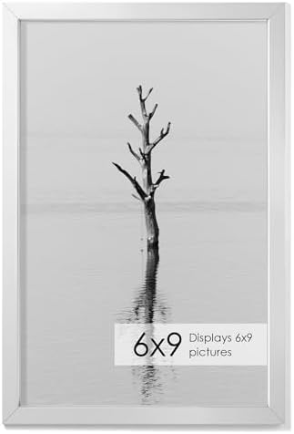 6x9 Metal Picture Frame - High-End Aluminum Frame for Art, Simple and Elegant 6 by 9 Poster Photo Frame for Wall Gallery, Mount Horizontally or Vertically, Silver, 1 Pack