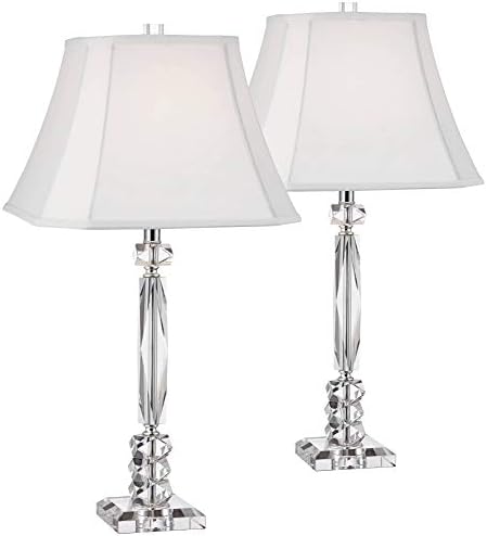 Mitzie 25 1/2" High Table Lamp Set of 2 Silver Cut Crystal Column