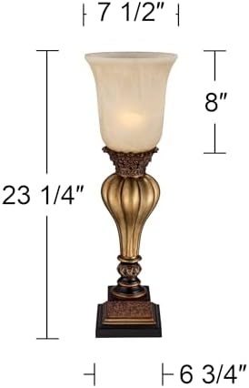 Sattley 23 1/4" High Table Lamp Gold Alabaster Glass Accent Console Cottage
