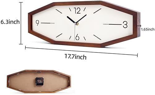 Wooden Retro Wall Clocks, 18 Inches Square Clocks Rectangular Wall Clock