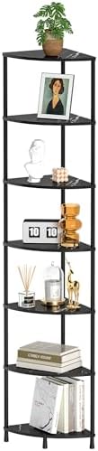 7 Tier Corner Book Shelf, 64.7", Marble Black