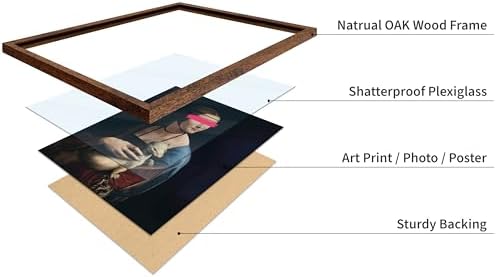 Poster Master The Lady with an Ermine Print - Baroque Painting Poster - Altered & Pop Art - Trendy Gift for Men & Women - Wall Decor for Bedroom, Living Room or Office - 8x10 Brown Framed