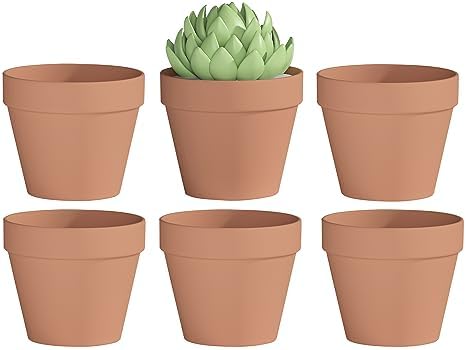 Fcacti 6.3 Inch Clay Pot for Plant with Drainage Hole - 6 Pack Large Terra Cotta Plant Pot, Ceramic Pottery Planter Cactus Flower Pots Succulent Pot, Terracotta Pot for Indoor Outdoor Plants