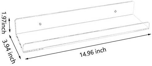 Weiai Clear Acrylic Shelves 15" Floating Wall Mount Ledge Display Bookshelf 6Pack