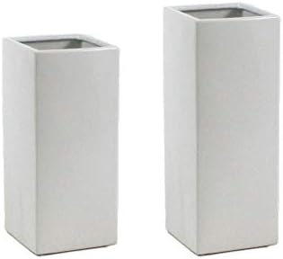 WGV Ceramic Block Vase 5" W x 12" H, (Multiple Size/Color Choices) Matte Tall Square Flower Planter Pot, Accents Home Office Tabletop Decor, Ideal Gifts White 1 Piece (CSB0512WT)