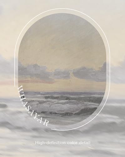 WHASAYART Gold Framed Vintage Wall Art for Living Room, Landscape Painting Prints Shelf Decor for Kitchen, Aesthetic Bedroom Wall Art, Christmas Gifts for Friends or Family (Sea or Sky - 12"x16")