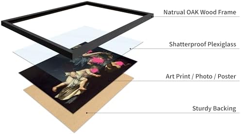 Poster Master Virgin and Child with Angels Print - Baroque Painting Poster - Altered & Pop Art - Trendy Gift for Men & Women - Wall Decor for Bedroom or Living Room - 11x14 Black Framed