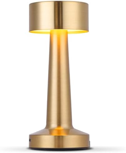 HPUFKOT Portable LED Table Lamp, 3-Levels Brightness Metal Desk Lamp,3 Color Touch Control Rechargeable Lamp, Night Light,USB Outlet Extender Lamp,USB Ports Bedside Lamp