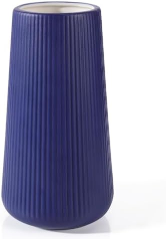 Navy Blue Ceramic Vase, GUKJOB Small Cute Flower Vase for Pampas Grass, Home, Living Room, Dining Table, Farmhouse, Office Decor, Bedroom, Table, and Kitchen Shelf (Navy Blue)