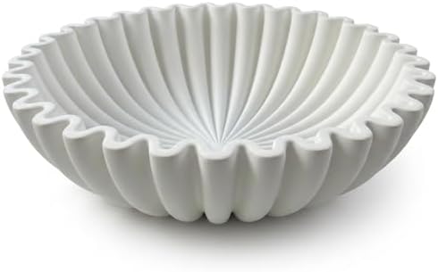 OAKOA White Decorative Bowl - Catch All Bowl - Scalloped Bowl - Ruffle Bowl