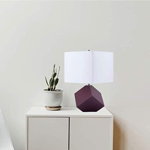 25" Table Lamp - Modern Irregular Geometric Style Wooden Base, White Square Fabric Shade, Contemporary Table Desk Lamp - Great for Living Rooms, Bedrooms, or Study Rooms (Purple)