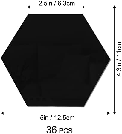 RW-103 36 PCS Acrylic Mirror Wall Stickers Hexagon Mirror Wall Decals DIY Removable 3D Geometric Hexagon Mirror Art Setting Wall Decor for Bedroom Living Room Office Kitchen Home Decoration (Black)