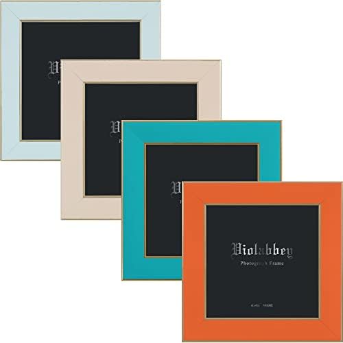 VIOLABBEY 4x4 Picture Frames Set of 4, Colorful Frame of Modern Style