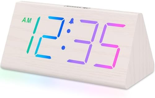 DreamSky Wooden Digital Alarm Clock for Bedrooms Desk with Large Numbers