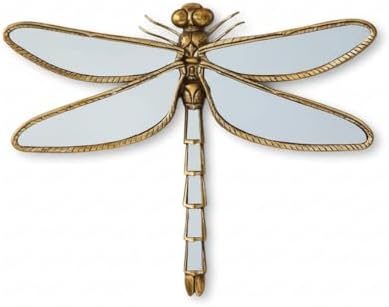 Adkoat® Vintage Gold Dragonfly Mirror Wall Decor: Insect Wall Accent Mirror | Housewarming Gifts - Resin Dragon Fly Art | Small Gold Butterfly Decorative for Bedroom Living Room Hallway - 12.5"x10"