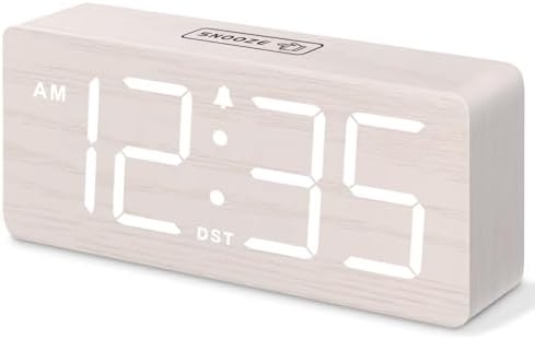 DreamSky Wooden Digital Alarm Clock for Bedroom with Large Numbers