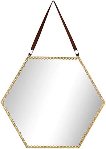 Funerom 10.2 x 10.2 inch Small Hexagonal DecorativeWall Mirror,Gold