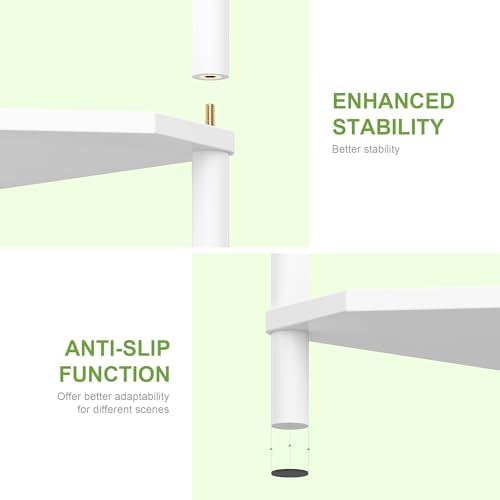 Wisuce White Tall Corner Shelf Stand, 5-Tier Bamboo Corner Bookshelf