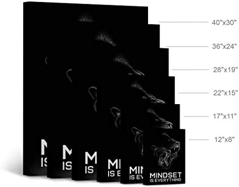 Smile Art Design Mindset is Everything Cat and Lion Sketch Drawing Art Motivational Wall Art Canvas Print Inspirational Entrepreneur Quote Canvas Print Modern Office Decor Gift Ready to Hang 36x24
