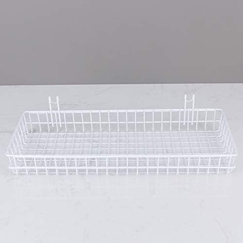 Kaforise Hanging Basket for Wire Wall Grid Panel, Multi-function Wall Storage and Display Basket, Large Size, White