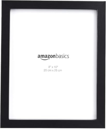 Amazon Basics Rectangular Photo Picture Frame, 8" x 10", Wall Hanging or Tabletop Display, Black, Horizontal or Vertical, 2 Count (Pack of 8)