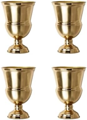Serene Spaces Living Decorative Vase Urn, Vases for Centerpieces, Metal Vase Use for Home Decor, Wedding, Parties, Floral Arrangements (Large - Pack of 4 (Gold))
