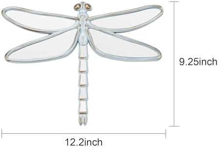 Decorative Dragonfly Wall Mirror, Plastic Frame with Mirrored Wings (12.4 x 9.3 inches) (White)
