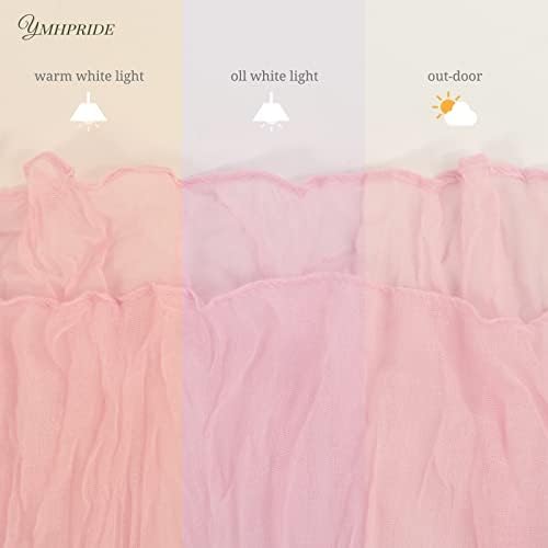 12 Pack Cheesecloth Table Runner 35 x 120 inch Long Boho Cheese Cloth Gauze Table Runners Semi Sheer Table Runner for Wedding Decor, Bridal Shower, Birthday Party (Light Pink)