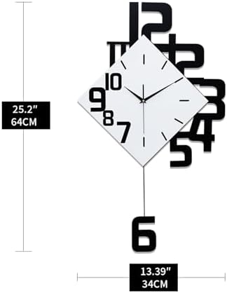FLEBLE Large Wall Clocks for Living Room Decor Pendulum Battery Operated