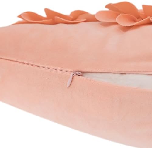 JWH 3D Flower Throw Pillow Cover Peach Pink Velvet 12x20 Inches