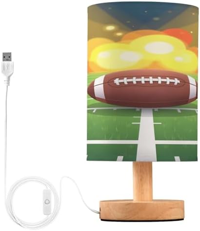 ALAZA American Football on Decor Bedside Table Lamp with USB Port for Bedroom Nightstand Office Desk LED Bulb Included