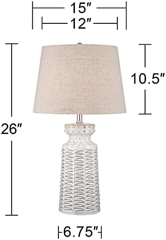 Helene 26" Tall Table Lamp Set of 2 White Glaze Ceramic Country