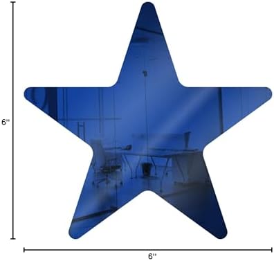 Marketing Holders Acrylic Mirror 6" Dark Blue Star Flat DIY Smooth Edge Blank Plexiglass Tiles .118 3MM Thick Rounded Corners Decor for Birthdays Weddings Nurseries Dance Studios Photograhers