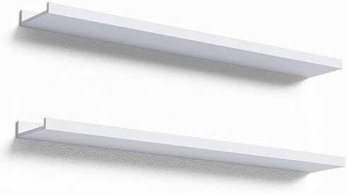 Boswillon Floating Shelves Set of 2, Long Wall Shelf with Lip, 36in, Oak