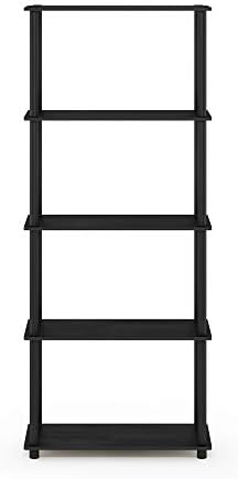 Furinno TURN-N-TUBE Storage Shelves, 5-Tier Book Shelf, Corner Shelf, Toolless Open Shelves, for Organization and Storage, Living Room, Garage, Home Office, Americano