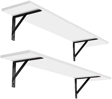 DINZI LVJ Long Wall Shelves, 31.5" Wall Mounted Shelves with Metal Brackets