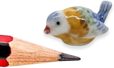 WitnyStore Tiny ½ Inch Multicolor Tit Bird Figurine - Miniature Hand Made Painted Ceramic Birds Aves Colorful Porcelain Feathered Animals Cute Decorative Collectible Figures Home Décor Gifts