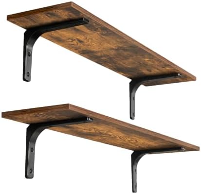 DINZI LVJ Long Wall Shelves, 23.6Inch Wooden Wall Mounted Shelves, Set of 2