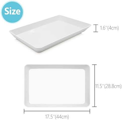Serving Tray Platter, 17.5'' x 11.5'' x 1.6'', 6 Pcs Food Tray for Veggie Fruit Snack Dessert Cookie Cheese, Food Trays for Party Supplies Display, Large Platters for Serving Food, BPA Free