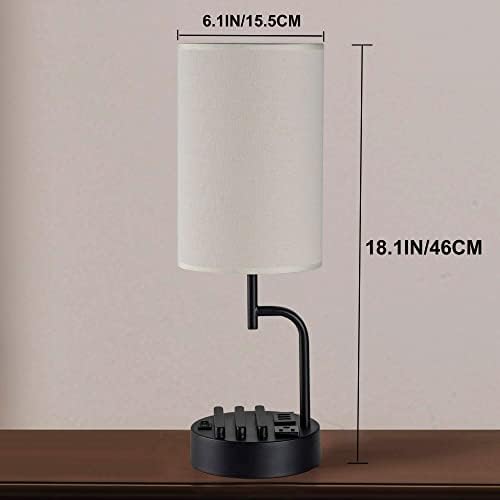 Dreamholder Table Lamp with 3 USB Charging Ports, Modern Desk Lamp with AC Outlet and Phone Stands, Perfect Bedside Lamp for Bedroom, Living Room, Office (Pack of 2), Cream